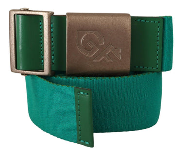 Green Cotton Silver Logo Metal Buckle Waist Belt